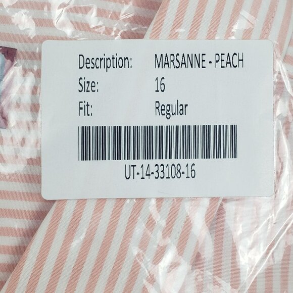 UNTUCKit Marsanne-Peach Shirt Women's 16 Peach & White Stripe LS Casual Elegance - Picture 8 of 16